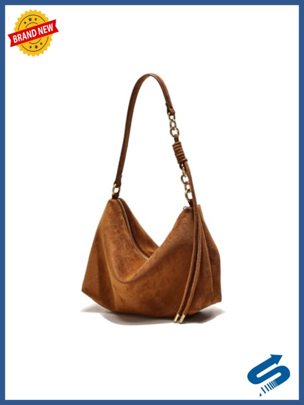 Faux Suede Hobo Shoulder Bag with Adjustable Strap Crossbody Handbag for Women - Picture 1 of 6